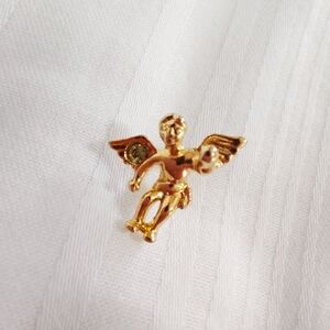 Vintage Gold Angel Rhinestone Pin